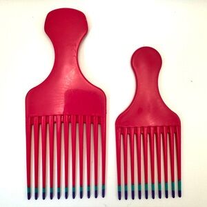 Vintage Goody unbreakable color dipped Wide-Tooth Hair picks combs – Set of 2